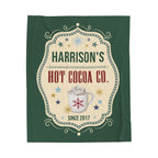 Personalized Christmas Blanket - Custom Holiday Gift with Family Name and Hot Cocoa Design