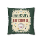 Personalized Hot Cocoa Pillow Cover - Custom Holiday Throw Pillow with Name and Vintage Design