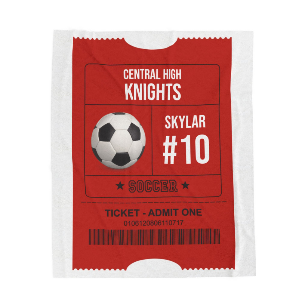 Personalized Soccer Blanket - Custom Sports Gift with Team Name, Player Name and Number