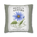Personalized Birth Flower Pillow Cover - Custom Throw Pillow with Name and Date in Vintage Seed Packet Design