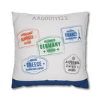 Personalized Travel Pillow Cover - Custom Passport Design with Country Stamps, Trip Details and Dates