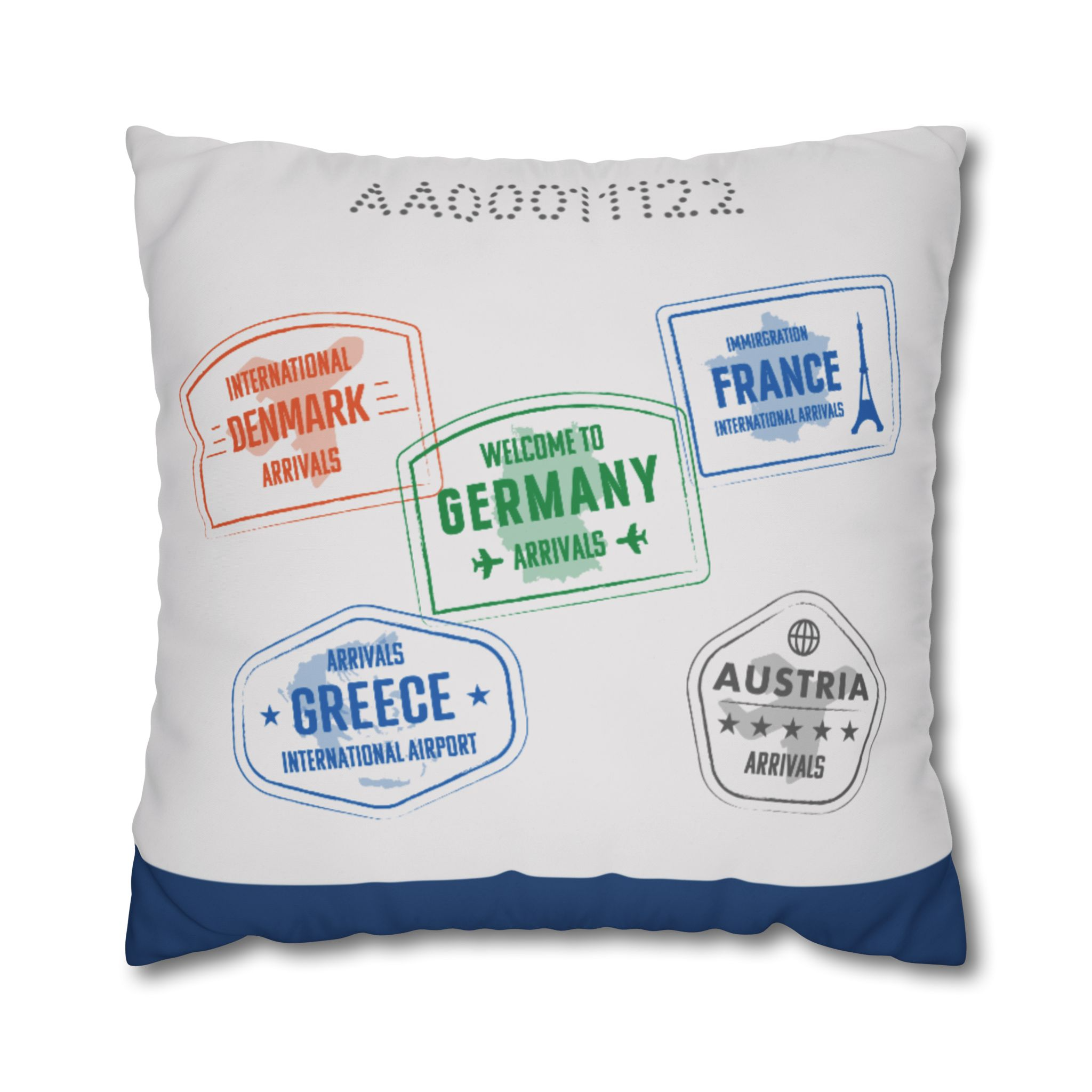 Personalized Travel Pillow Cover - Custom Passport Design with Country Stamps, Trip Details and Dates