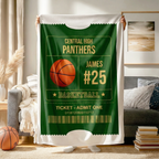 Personalized Basketball Blanket - Custom Sports Gift with Team Name, Player Name and Number