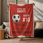 Personalized Soccer Blanket - Custom Sports Gift with Team Name, Player Name and Number
