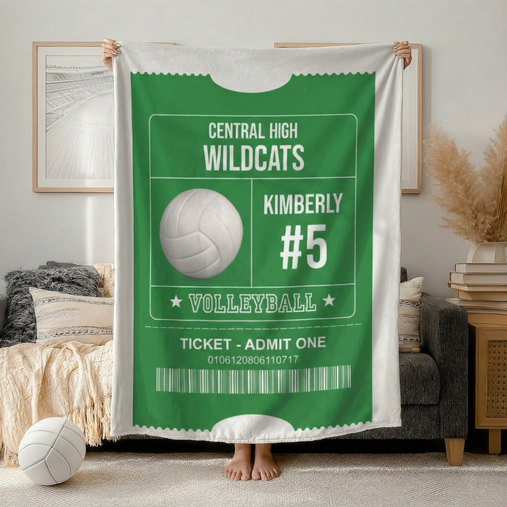 Personalized Volleyball Blanket - Custom Sports Gift with Team Name, Player Name and Number