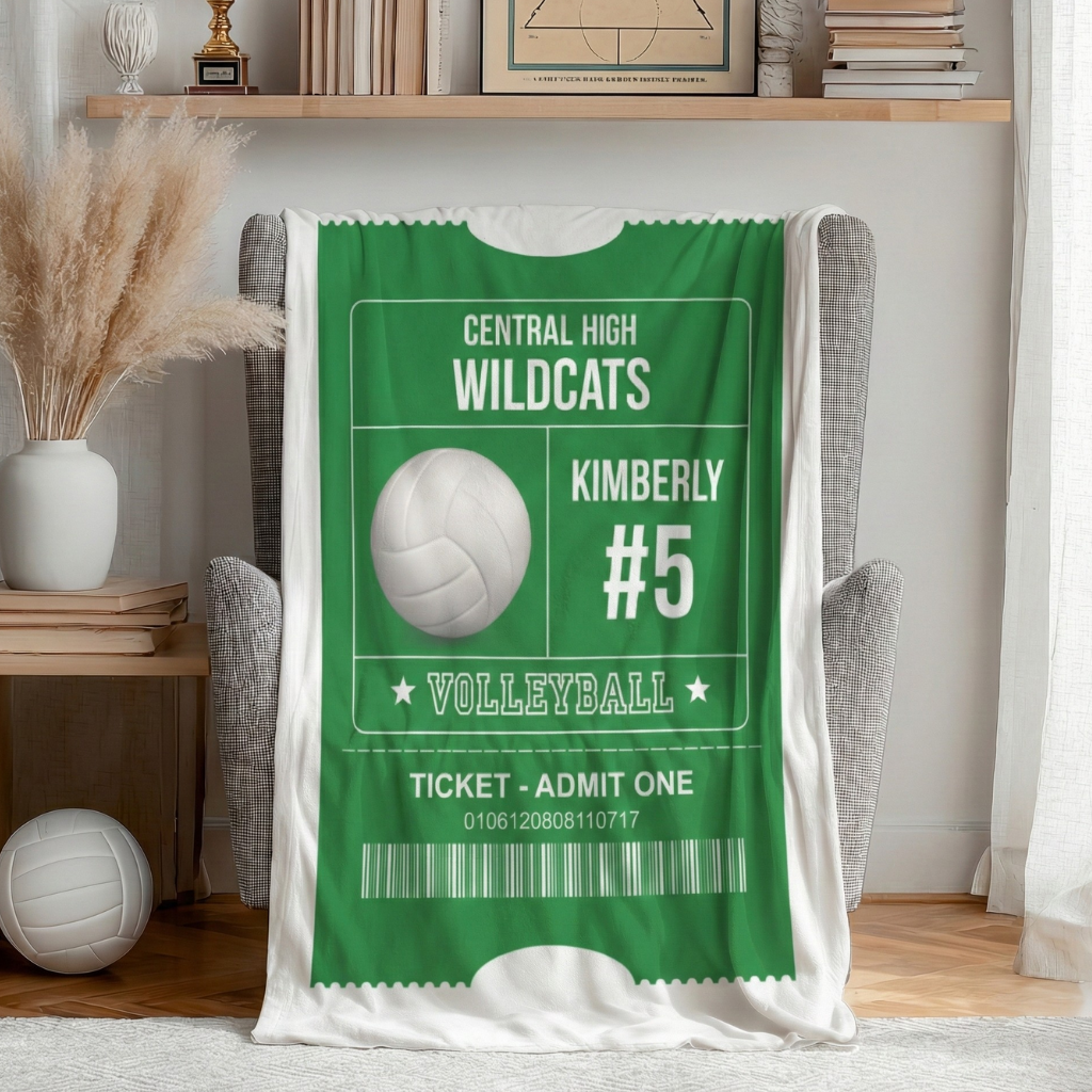 Personalized Volleyball Blanket - Custom Sports Gift with Team Name, Player Name and Number