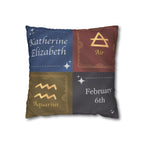 Personalized Zodiac Pillow Cover - Custom Astrology Throw Pillow with Name, Birthday, Sign and Element