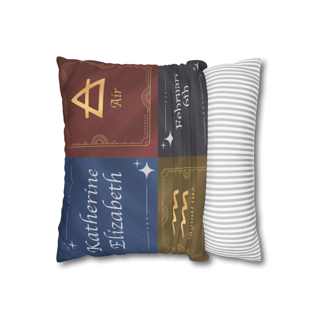Personalized Zodiac Pillow Cover - Custom Astrology Throw Pillow with Name, Birthday, Sign and Element