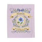 Personalized Birth Flower Blanket - Custom Name and Date Gift with Elegant Floral Design