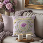 Personalized Birth Flower Pillow Cover - Custom Throw Pillow with Name and Date in Elegant Floral Design