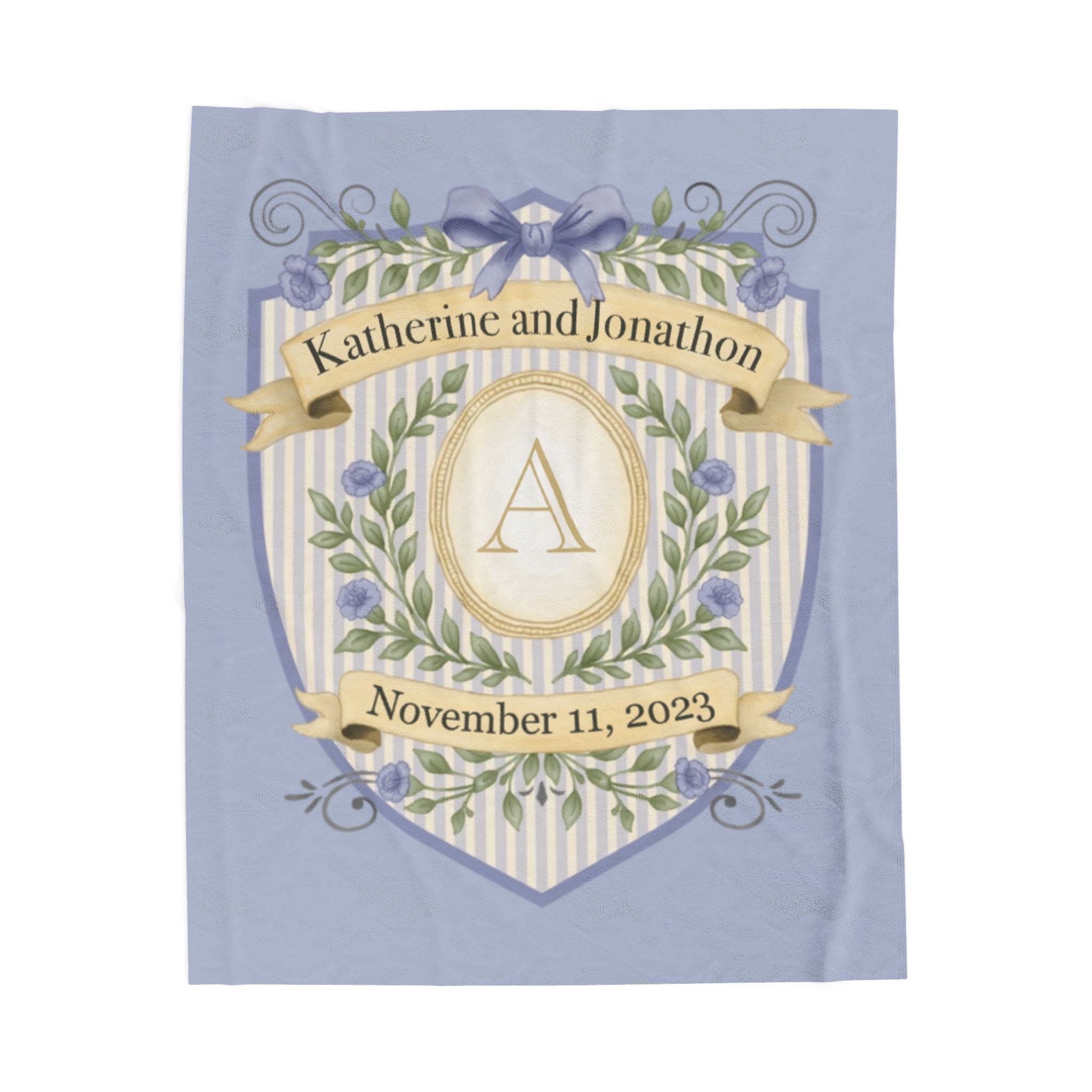 Personalized Monogram Blanket - Custom Wedding or Anniversary Gift with Names and Date