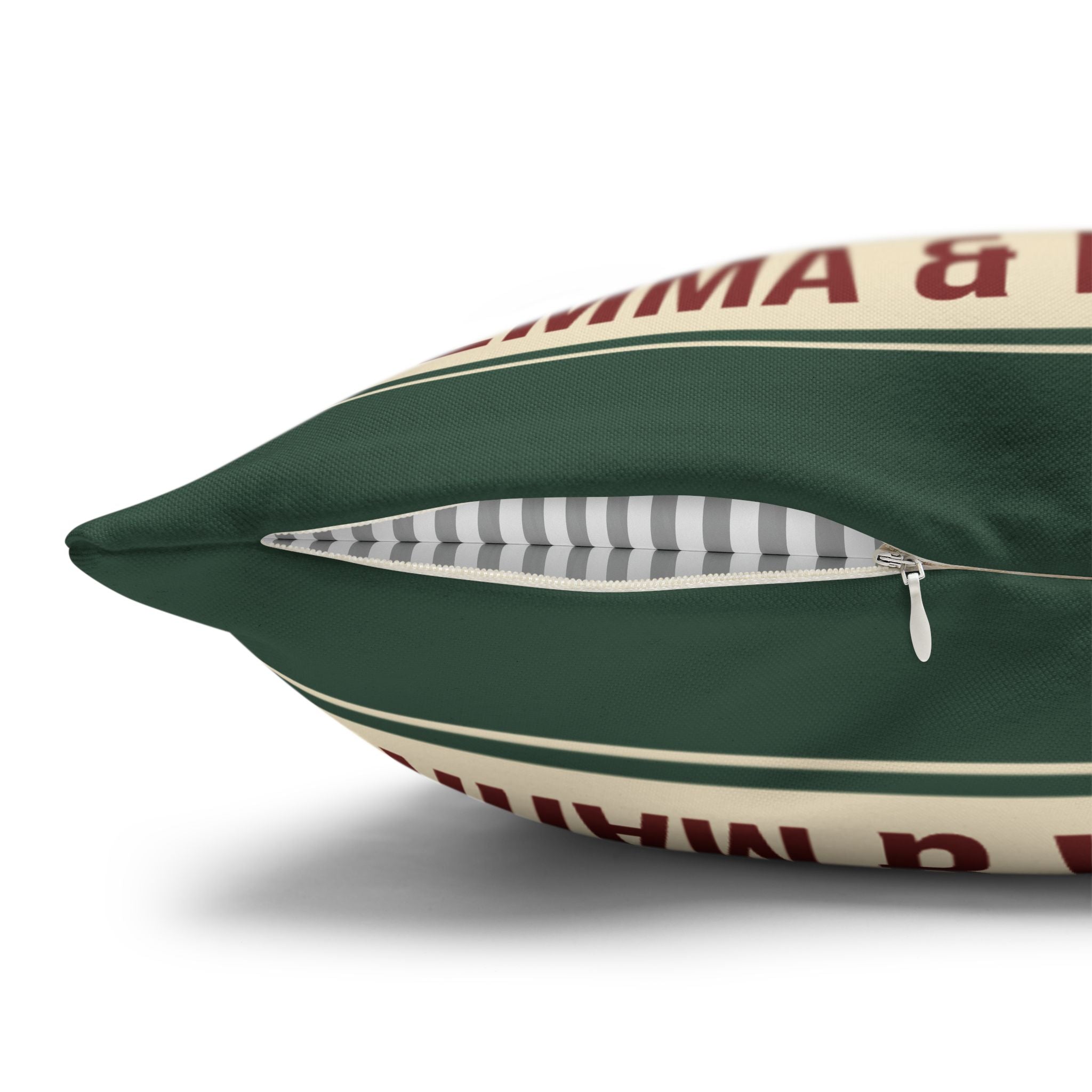 Personalized Christmas Pillow Cover - Custom Holiday Throw Pillow with Names in Vintage Stamp Design