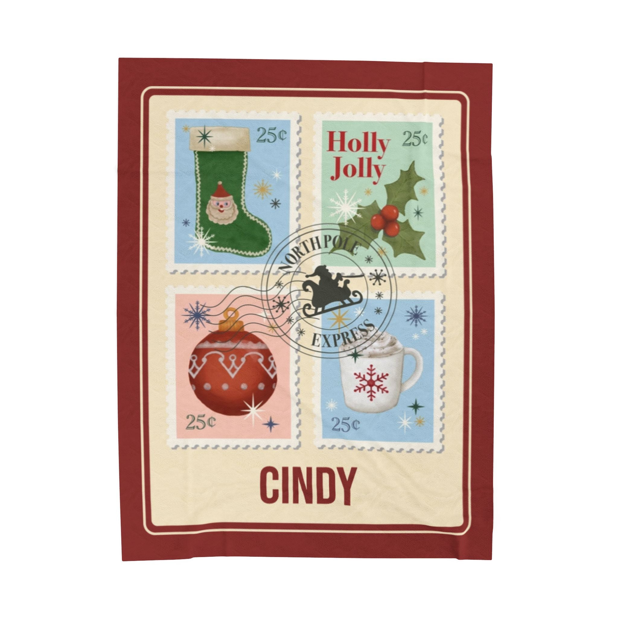 Personalized Christmas Blanket - Custom Holiday Stamp Design with Names