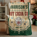 Personalized Christmas Blanket - Custom Holiday Gift with Family Name and Hot Cocoa Design
