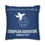 Personalized Travel Pillow Cover - Custom Passport Design with Country Stamps, Trip Details and Dates