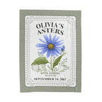 Personalized Birth Flower Blanket - Custom Gift with Name, Date and Vintage Botanical Design