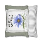 Personalized Birth Flower Pillow Cover - Custom Throw Pillow with Name and Date in Vintage Seed Packet Design