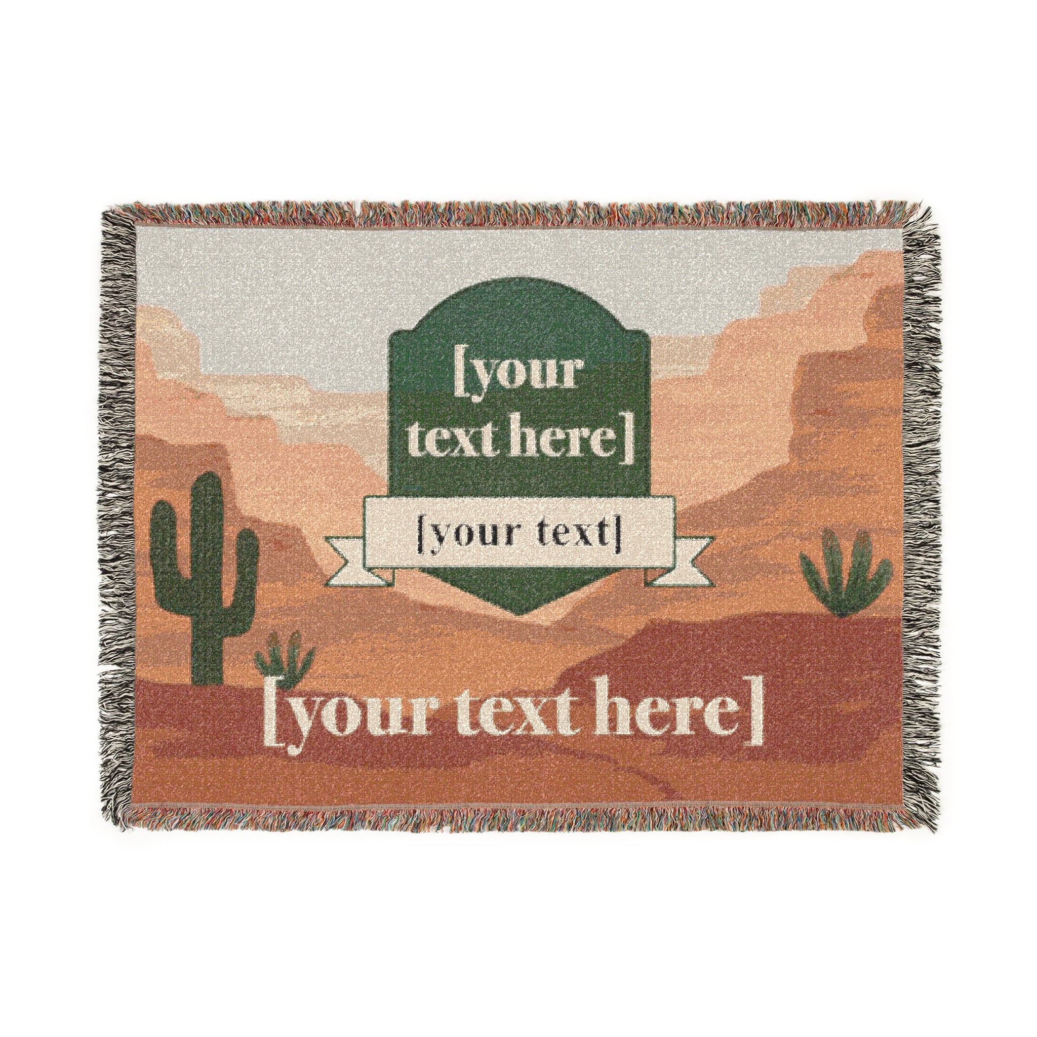 Personalized Woven Blanket - Custom Throw with Names and Year in Desert Design