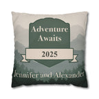Personalized Pillow Cover - Custom Throw Pillow with Names and Year in Mountain Design