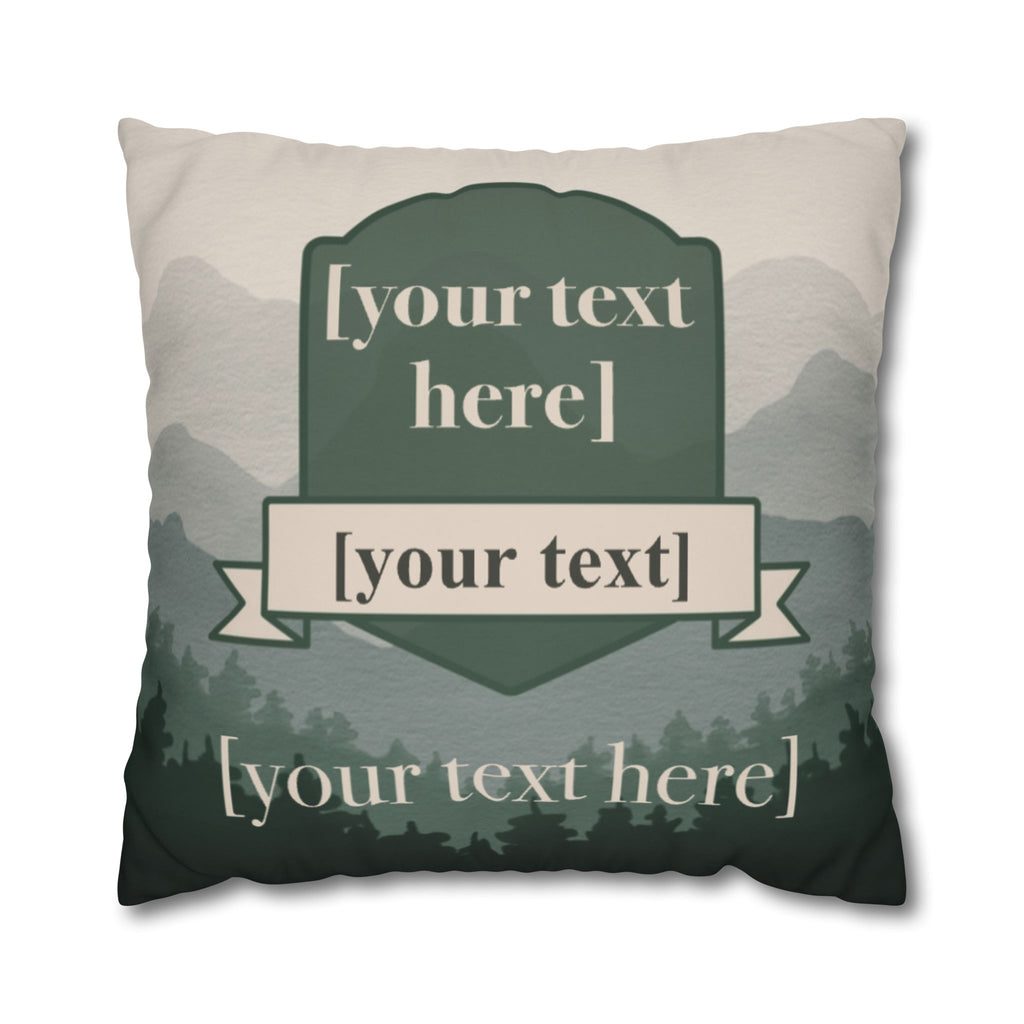 Personalized Pillow Cover - Custom Throw Pillow with Names and Year in Mountain Design