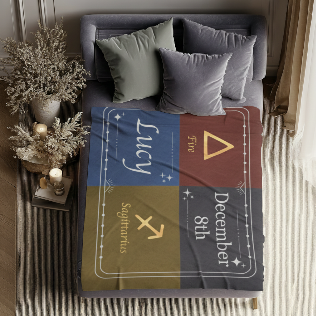 Personalized Celestial Zodiac Blanket - Luxury Zodiac Astrology Throw