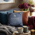 Personalized Zodiac Pillow Cover - Custom Astrology Throw Pillow with Name, Birthday and Sign