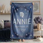 Personalized Zodiac Blanket - Custom Astrology Gift with Name, Birthday and Sign