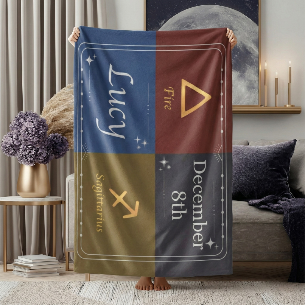 Personalized Celestial Zodiac Blanket - Luxury Zodiac Astrology Throw